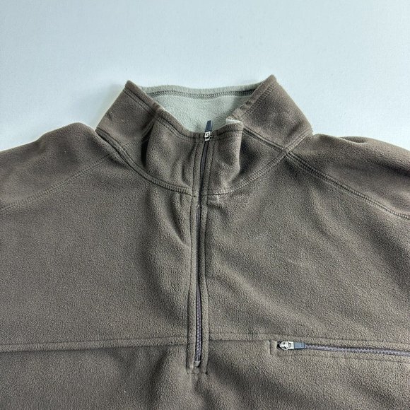 L.L. Bean Men's Size 2XL Pullover Sweater Quarter Zip Fleece Polyester Brown - Picture 3 of 8